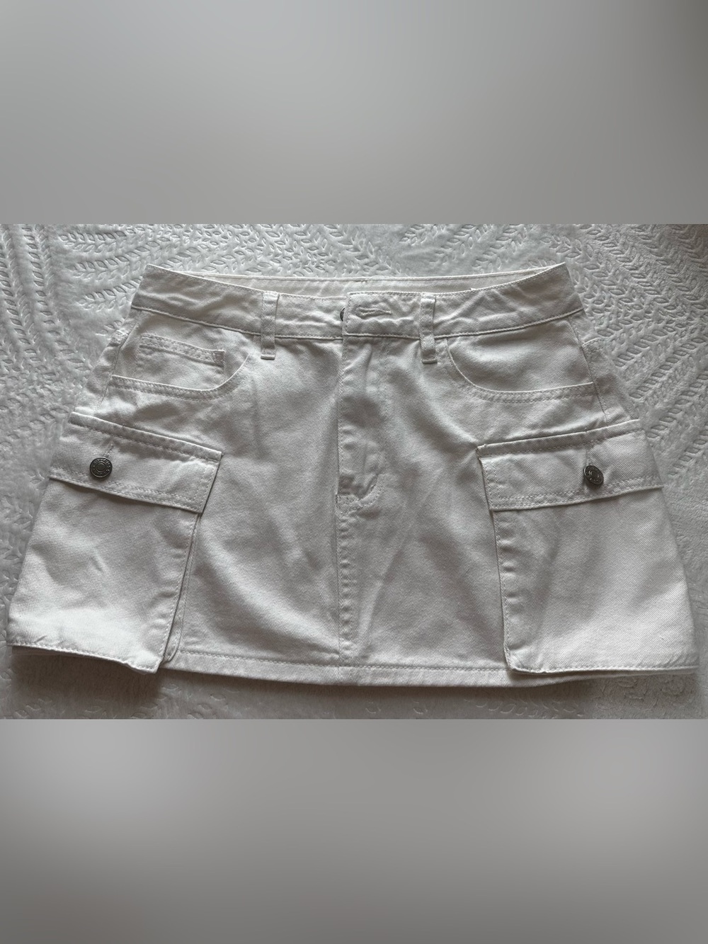 SHEIN White Cargo Pocket Mini Skirt